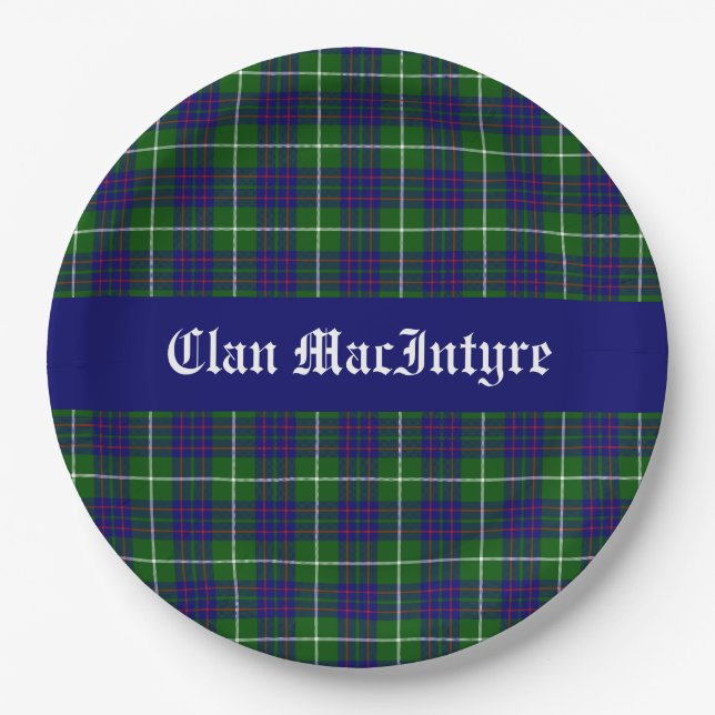 Clan MacIntyre Tartan Customisable Paper Plate (Front)