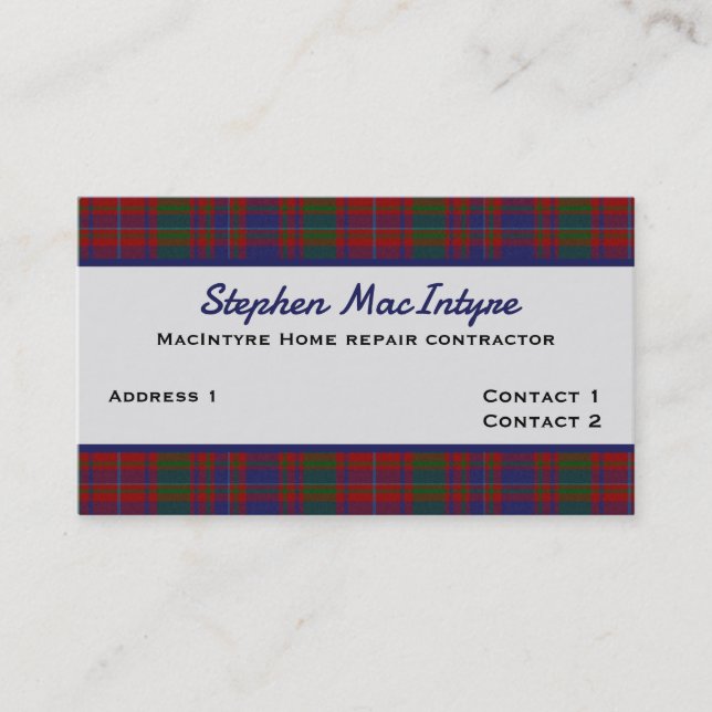 Clan MacIntyre Tartan Plaid Custom  Business Card (Front)