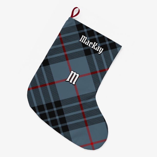 Clan MacKay Blue Tartan Large Christmas Stocking (Front (Hanging))