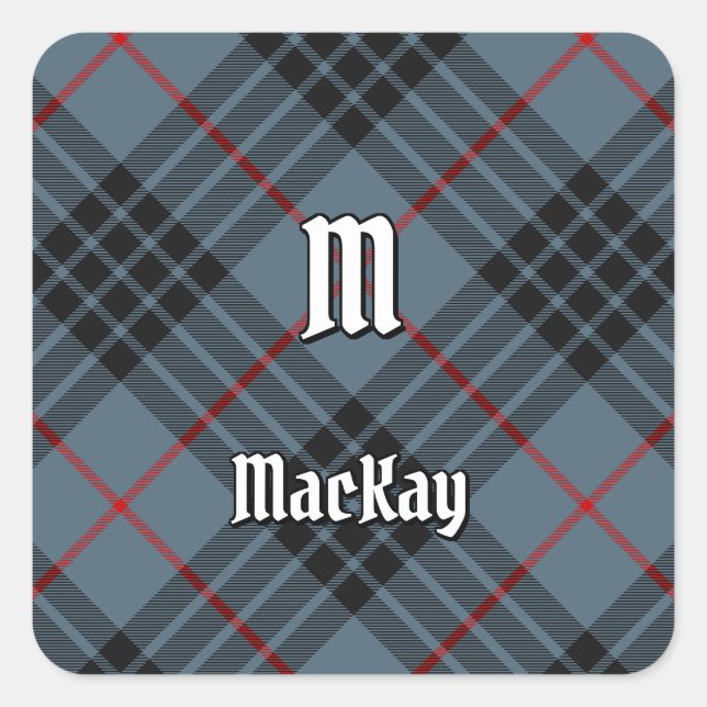 Clan MacKay Blue Tartan Square Sticker (Front)