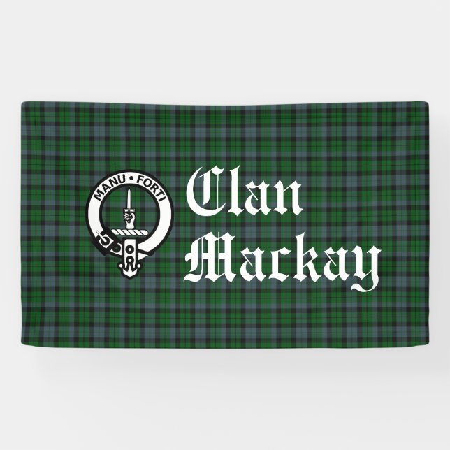 Clan Mackay Crest Badge and Tartan Banner (Horizontal)