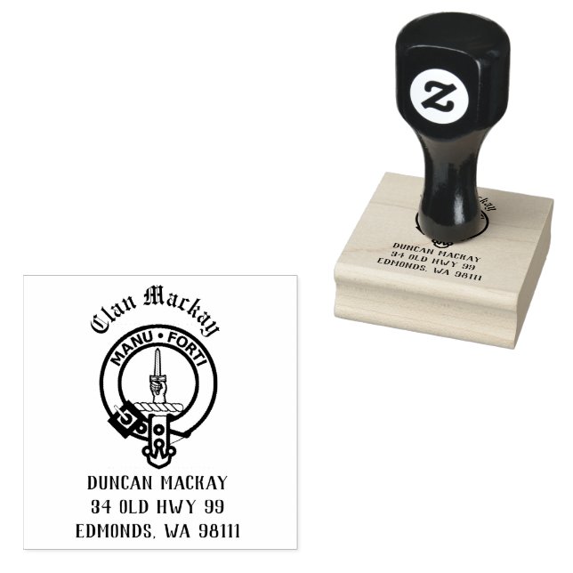 Clan Mackay Crest Badge Customisable Rubber Stamp (Stamped)