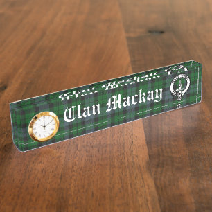 Clan Mackay Crest Badge & Tartan Customisable  Nameplate
