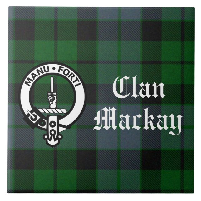 Clan Mackay Crest Badge & Tartan Customisable Tile (Front)