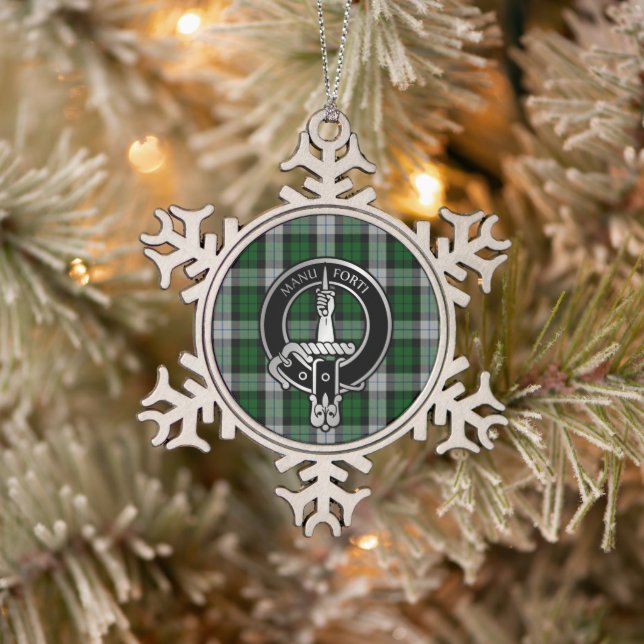 Clan MacKay Crest & Dress Tartan Snowflake Pewter  Snowflake Pewter Christmas Ornament (Tree)