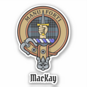 Clan MacKay Crest over Blue Tartan