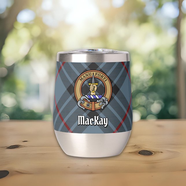 Clan MacKay Crest over Blue Tartan (Creator Uploaded)