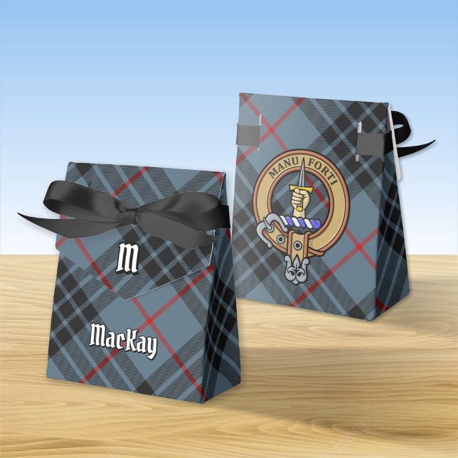 Clan MacKay Crest over Blue Tartan Favour Box (Creator Uploaded)