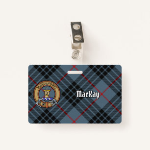 Clan MacKay Crest over Blue Tartan ID Badge