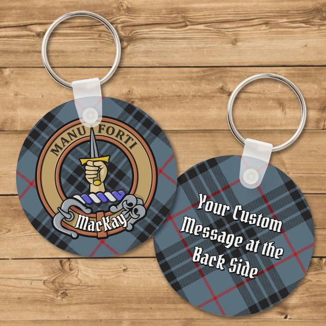 Clan MacKay Crest over Blue Tartan Key Ring (Creator Uploaded)