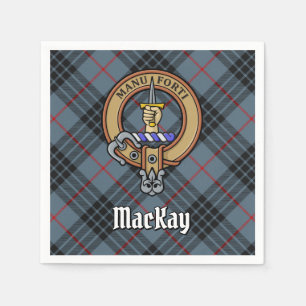 Clan MacKay Crest over Blue Tartan Napkin