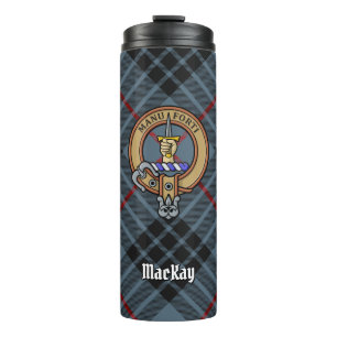 Clan MacKay Crest over Blue Tartan Thermal Tumbler