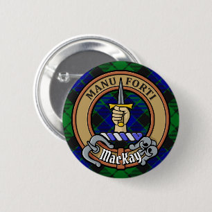 Clan MacKay Crest over Tartan 6 Cm Round Badge