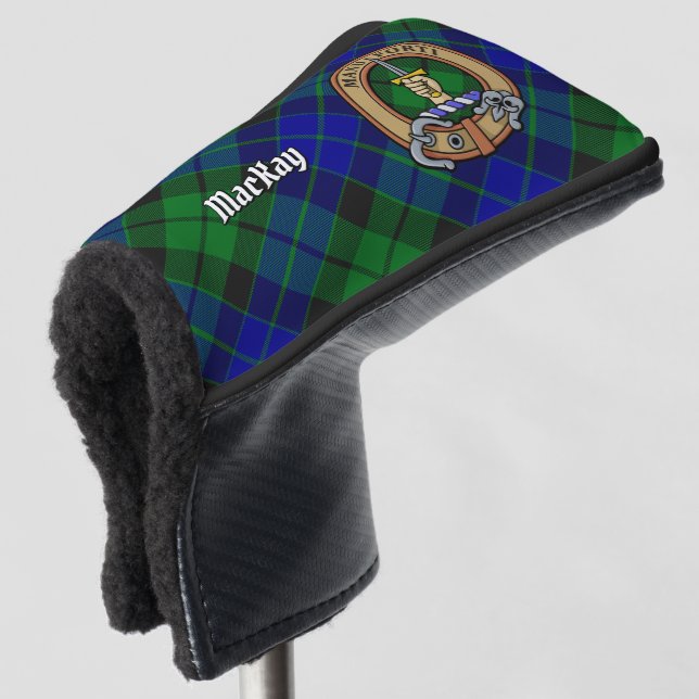 Clan MacKay Crest over Tartan Golf Head Cover (3/4 Front)