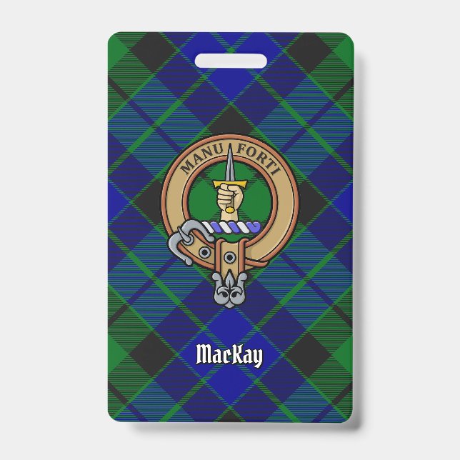Clan MacKay Crest over Tartan ID Badge (Front)