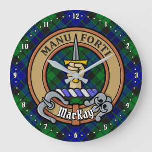 Clan MacKay Crest over Tartan Large Clock