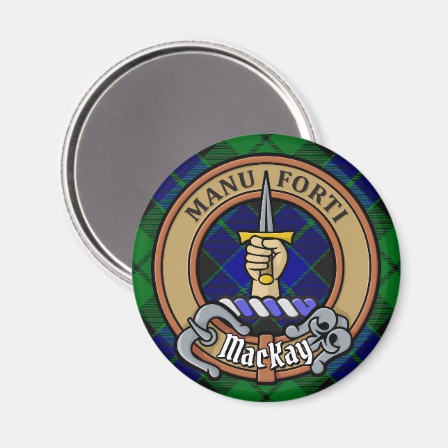 Clan MacKay Crest over Tartan Magnet (Front/Back)