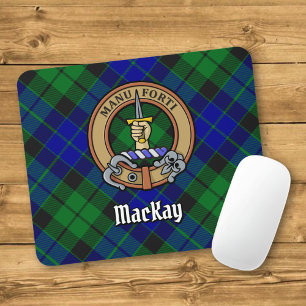 Clan MacKay Crest over Tartan Mouse Mat