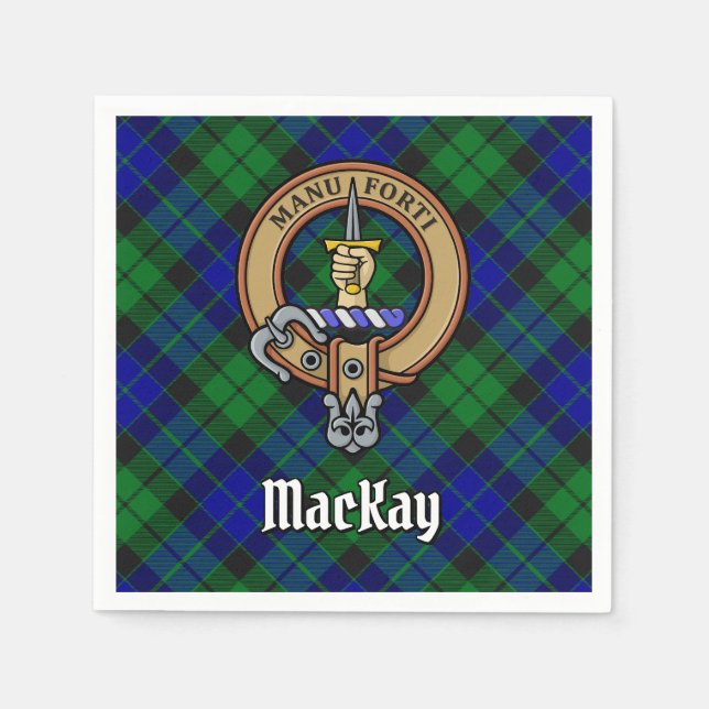 Clan MacKay Crest over Tartan Napkin (Front)