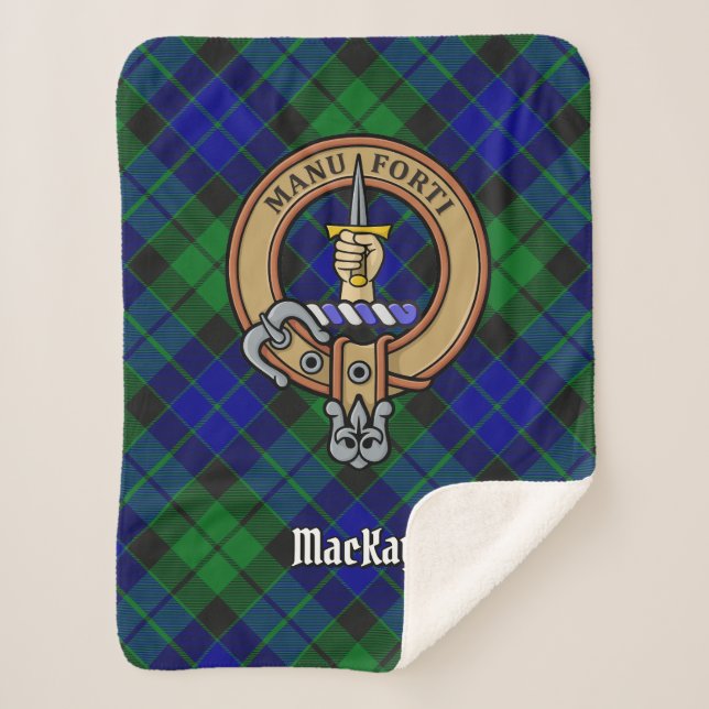 Clan MacKay Crest over Tartan Sherpa Blanket (Front)