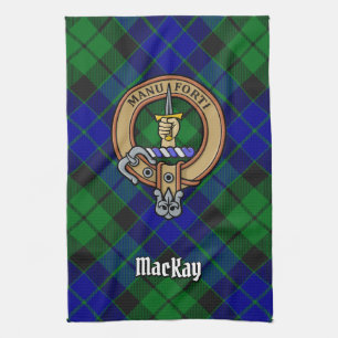 Clan MacKay Crest over Tartan Tea Towel