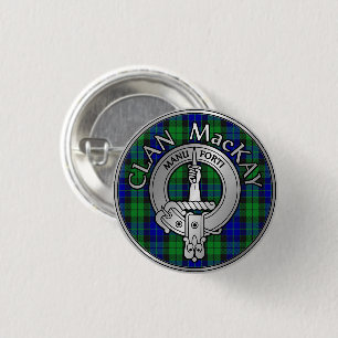 Clan MacKay Crest & Tartan 3 Cm Round Badge