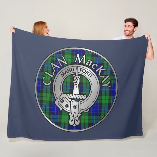 Clan MacKay Crest & Tartan Fleece Blanket (In Situ)