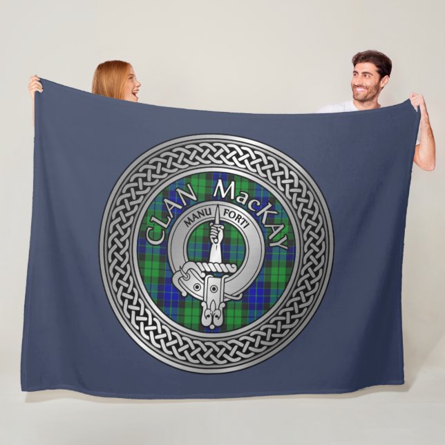 Clan MacKay Crest & Tartan Knot Fleece Blanket (In Situ)