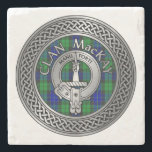 Clan MacKay Crest & Tartan Knot Stone Coaster<br><div class="desc">Clan MacKay Crest & Tartan Knot</div>