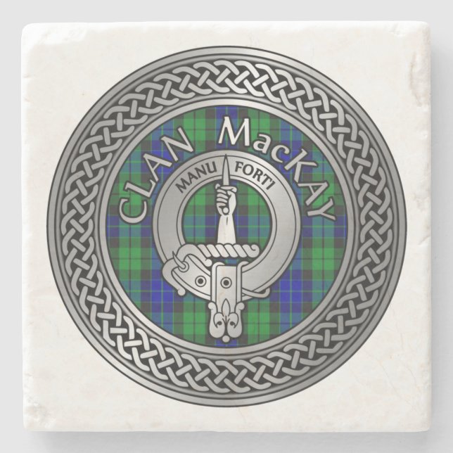 Clan MacKay Crest & Tartan Knot Stone Coaster (Front)