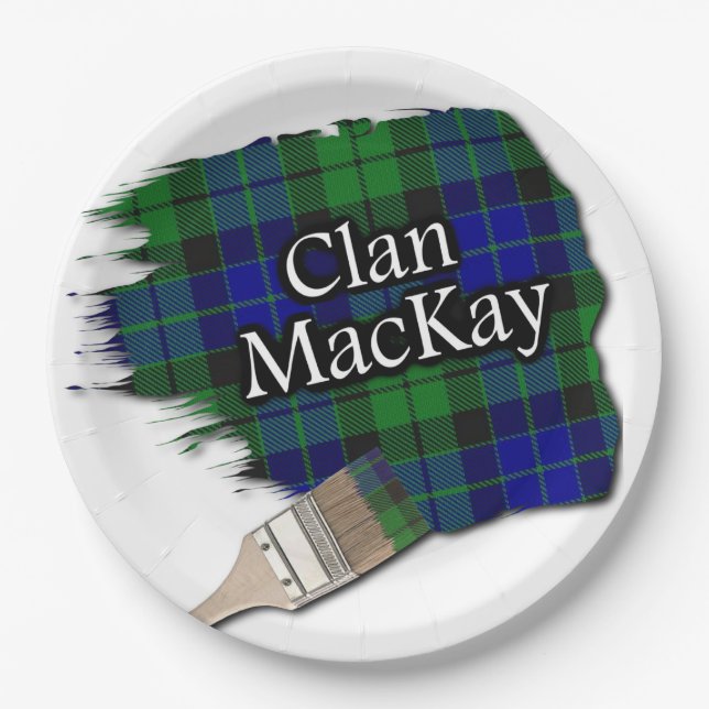 Clan MacKay Scottish Tartan Paint Brush Paper Plate (Front)