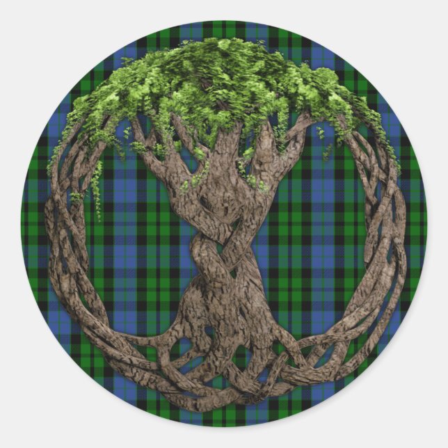 Clan MacKay Tartan And Celtic Tree Of Life Classic Round Sticker (Front)