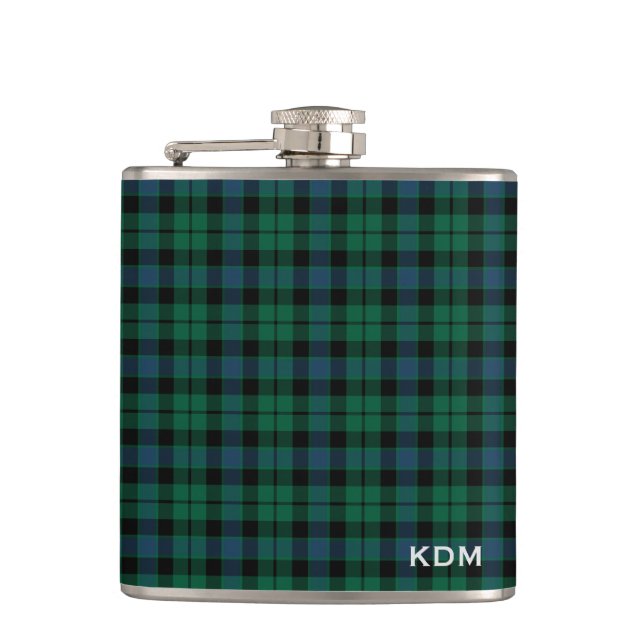 Clan MacKay Tartan Monogram Hip Flask (Front)