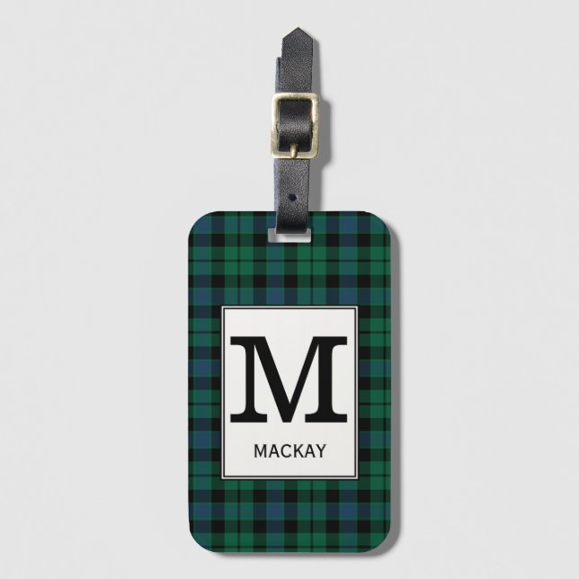 Clan MacKay Tartan Monogrammed Luggage Tag (Front Vertical)