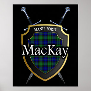 Clan MacKay Tartan Scottish Shield & Swords Poster