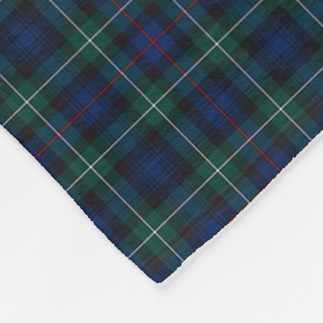 Clan Mackenzie Clan Dark Blue and Green Tartan Fleece Blanket (Corner)