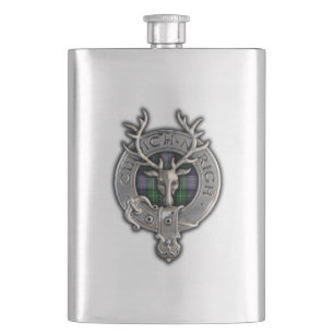 Clan MacKenzie Crest & Dress Tartan Hip Flask