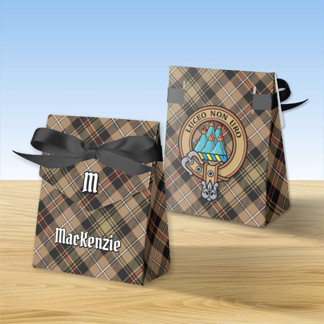 Clan MacKenzie Crest over Brown Hunting Tartan Favour Box (Creator Uploaded)