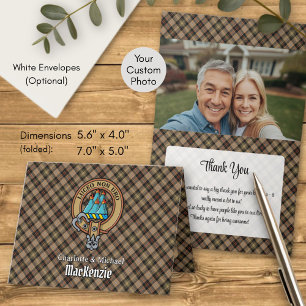 Clan MacKenzie Crest over Brown Hunting Tartan Invitation
