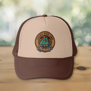 Clan MacKenzie Crest over Brown Hunting Tartan Trucker Hat