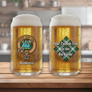 Clan MacKenzie Crest over Dress Tartan Can Glass