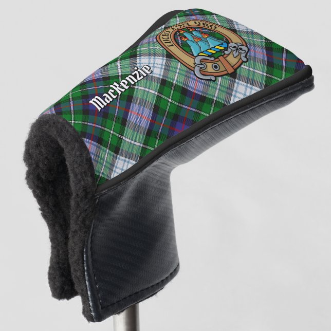Clan MacKenzie Crest over Dress Tartan Golf Head Cover (3/4 Front)