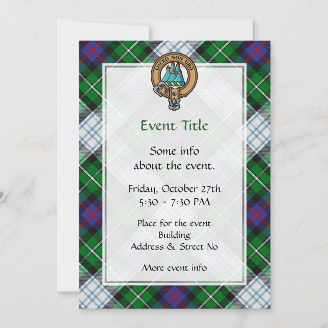 Clan MacKenzie Crest over Dress Tartan Invitation (Front)