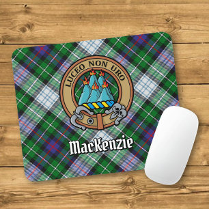 Clan MacKenzie Crest over Dress Tartan Mouse Mat
