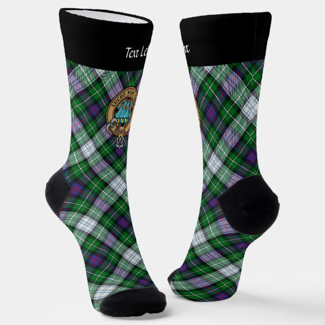 Clan MacKenzie Crest over Dress Tartan Socks (Angled)