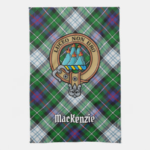 Clan MacKenzie Crest over Dress Tartan Tea Towel