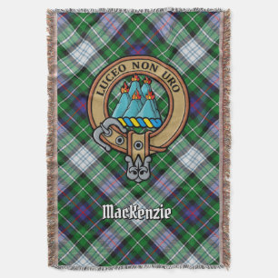 Clan MacKenzie Crest over Dress Tartan Throw Blanket
