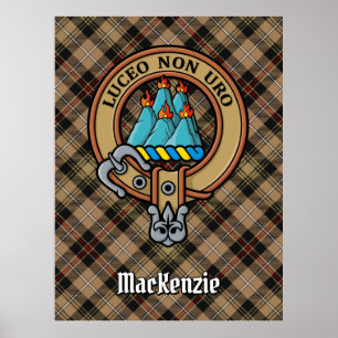 Clan MacKenzie Crest over Hunting Tartan Poster