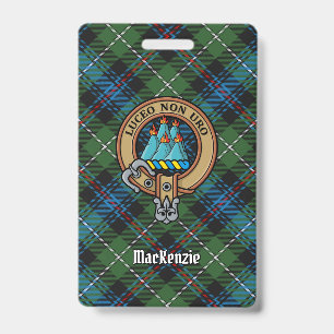Clan MacKenzie Crest over Tartan ID Badge