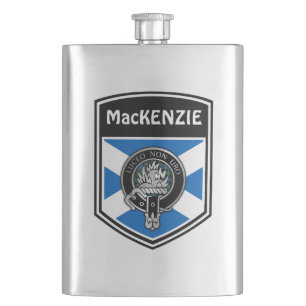 Clan MacKenzie Crest & Tartan Hip Flask